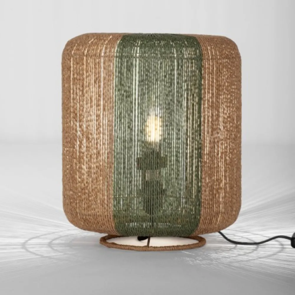 Lampade Da Terra-Selezionato da Mazzolaluce Lampada da terra etnica paralume corda intrecciata rattan