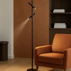 Lampade Da Terra-Gea Luce Lampada da terra gpi metallo nero led 3000k dimmerabile