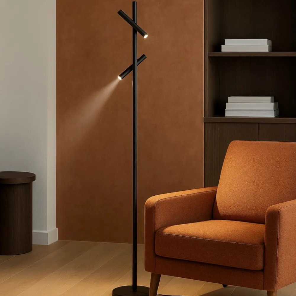 Lampade Da Terra-Gea Luce Lampada da terra gpi metallo nero led 3000k dimmerabile