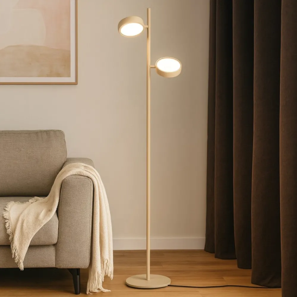 Lampade Da Terra-Gea Luce Lampada da terra gpi tortora due led 3000k orientabili