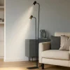 Lampade Da Terra-Ideal Lux Lampada da terra ginger pt2 nera doppia luce orientabile
