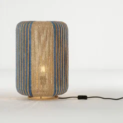 Lampade Da Terra-Selezionato da Mazzolaluce Lampada da terra in rattan corda naturale blu etnica