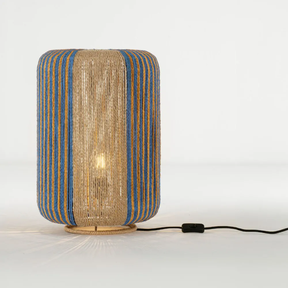 Lampade Da Terra-Selezionato da Mazzolaluce Lampada da terra in rattan corda naturale blu etnica