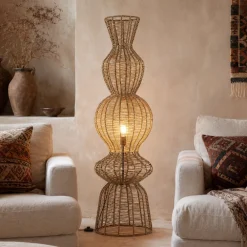 Lampade Da Terra-Selezionato da Mazzolaluce Lampada da terra in rattan marrone