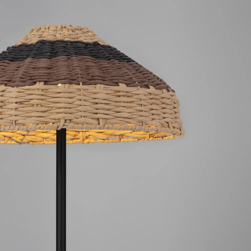 Lampade Da Terra-Selezionato da Mazzolaluce Lampada da terra in rattan stelo nero e filo in tessuto