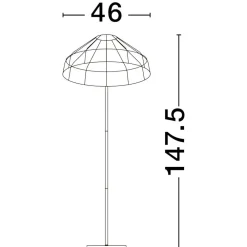 Lampade Da Terra-Selezionato da Mazzolaluce Lampada da terra in rattan stelo nero e filo in tessuto
