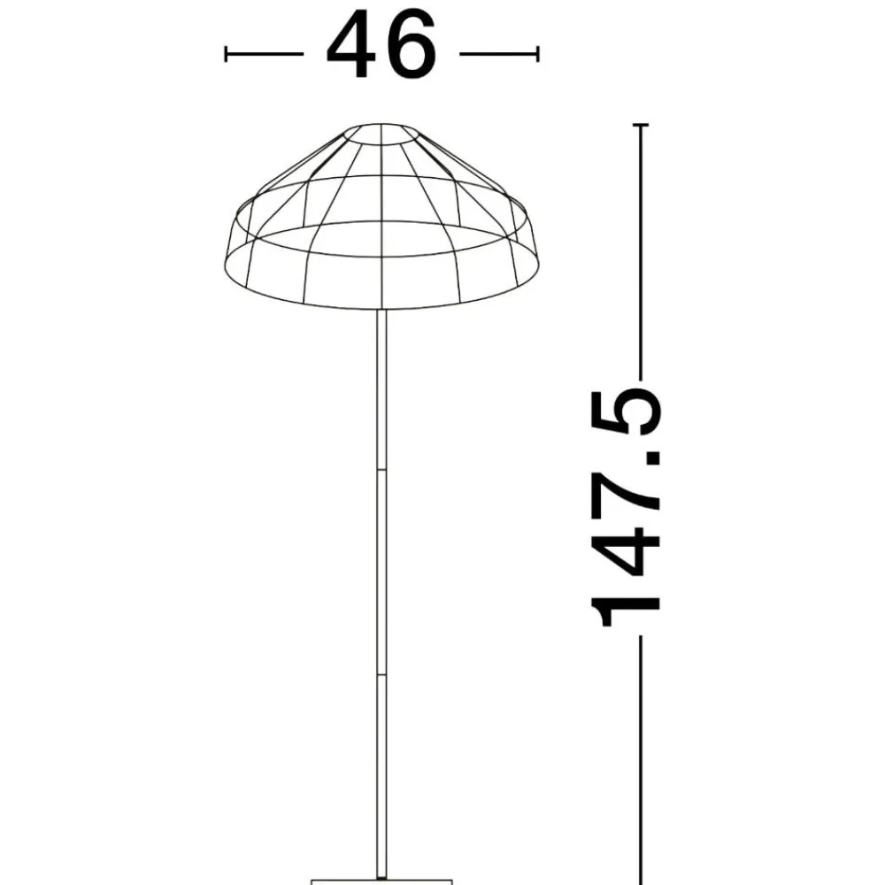 Lampade Da Terra-Selezionato da Mazzolaluce Lampada da terra in rattan stelo nero e filo in tessuto