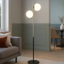 Lampade Da Terra-Miloox Lampada da terra jugen nero oro moderno