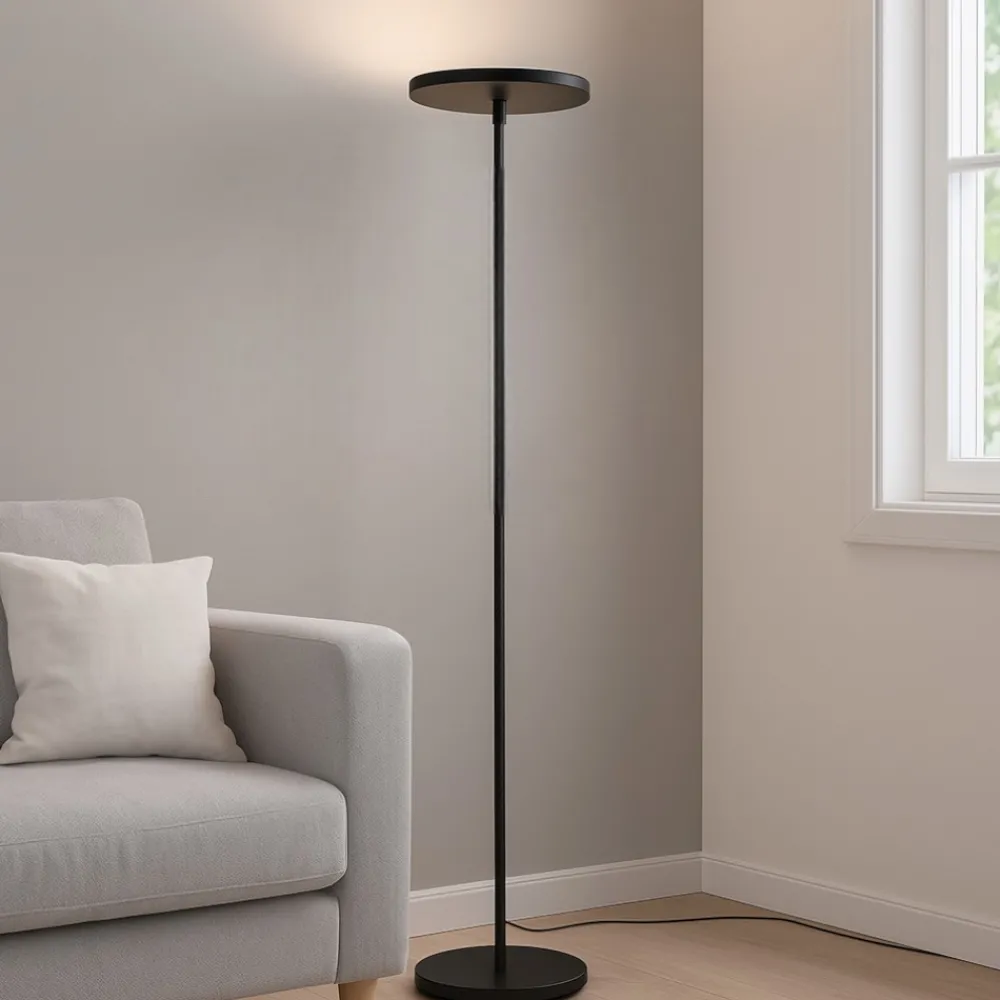Lampade Da Terra-Selezionato da Mazzolaluce Lampada da terra led 30w 3000k a 5000k dimmerabile nera piantana moderna