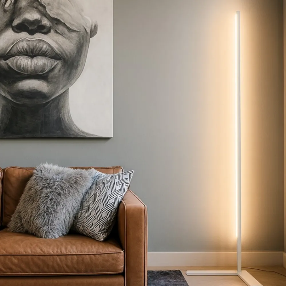 Lampade Da Terra-Selezionato da Mazzolaluce Lampada da terra led 18w 3000k minimale bianco design moderna