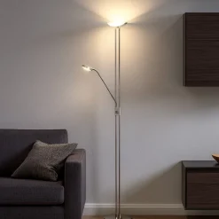 Lampade Da Terra-Eglo Lampada da terra led 22,5w 3000k moderna dimmerabile nickel baya