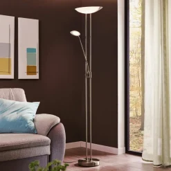 Lampade Da Terra-Eglo Lampada da terra led 22,5w 3000k moderna dimmerabile nickel baya