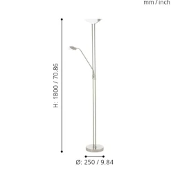 Lampade Da Terra-Eglo Lampada da terra led 22,5w 3000k moderna dimmerabile nickel baya