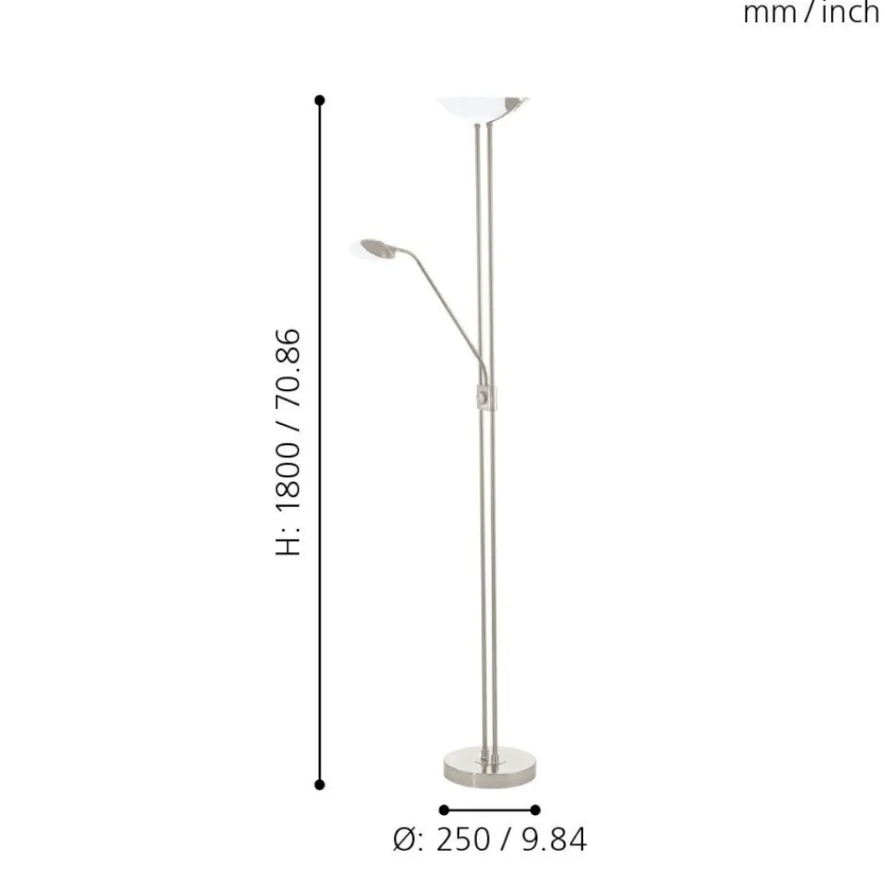 Lampade Da Terra-Eglo Lampada da terra led 22,5w 3000k moderna dimmerabile nickel baya
