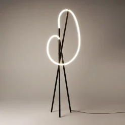 Lampade Da Terra-Maytoni Lampada da terra crochet ultramoderna led 3000k nera con tre piedi