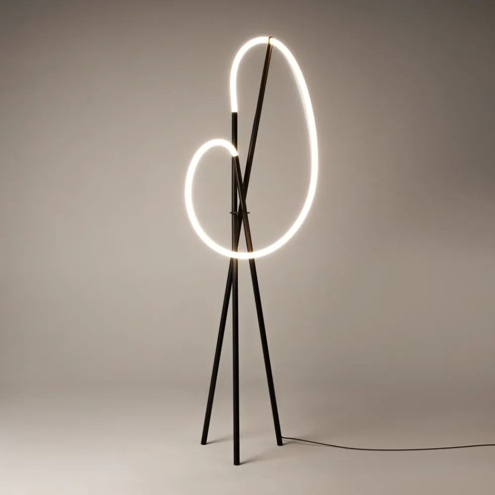 Lampade Da Terra-Maytoni Lampada da terra crochet ultramoderna led 3000k nera con tre piedi