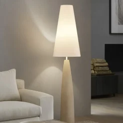 Lampade Da Terra-Selezionato da Mazzolaluce Lampada da terra moderna base in gesso colore sabbia