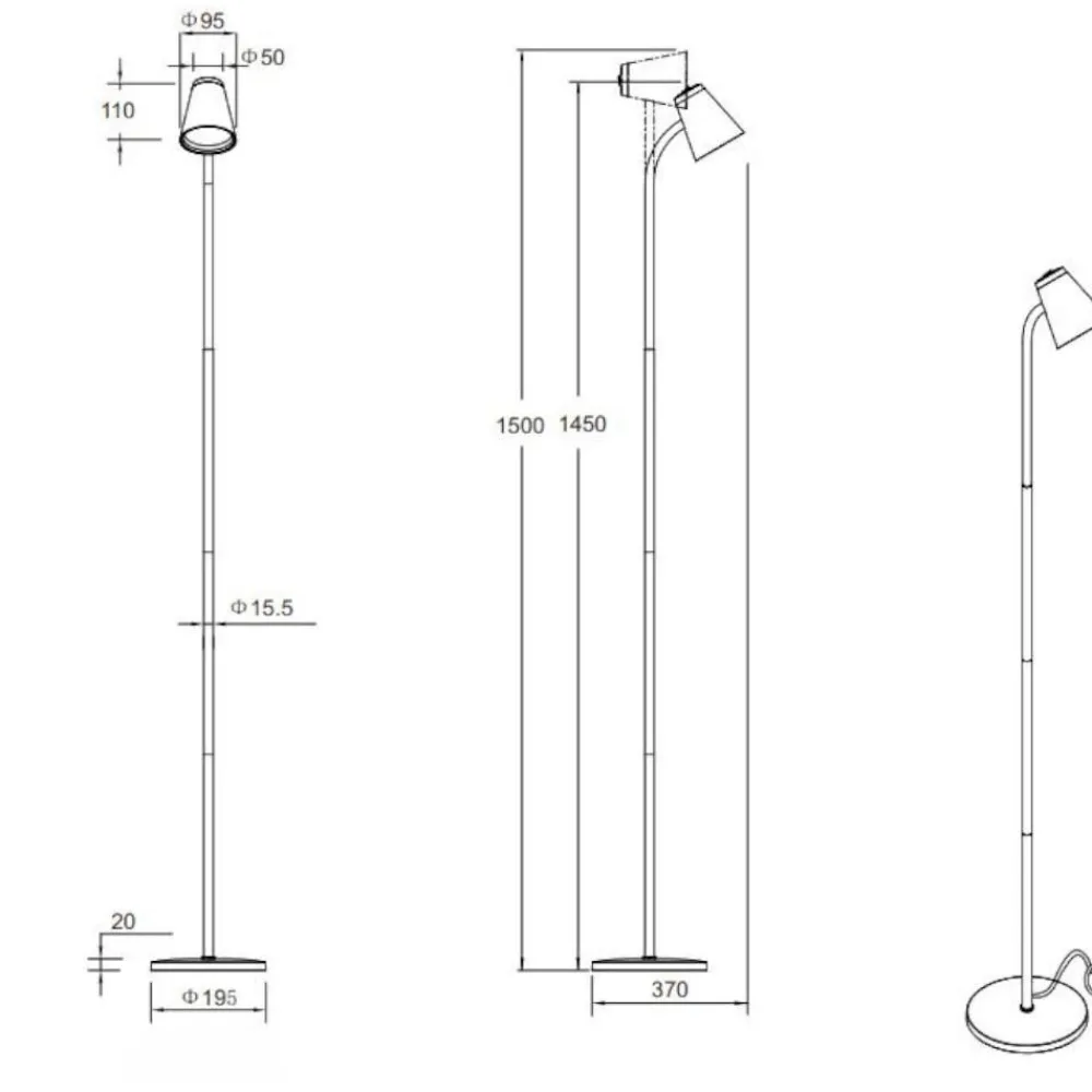 Lampade Da Terra-Selezionato da Mazzolaluce Lampada da terra moderna bianca led 4.5w 3000k