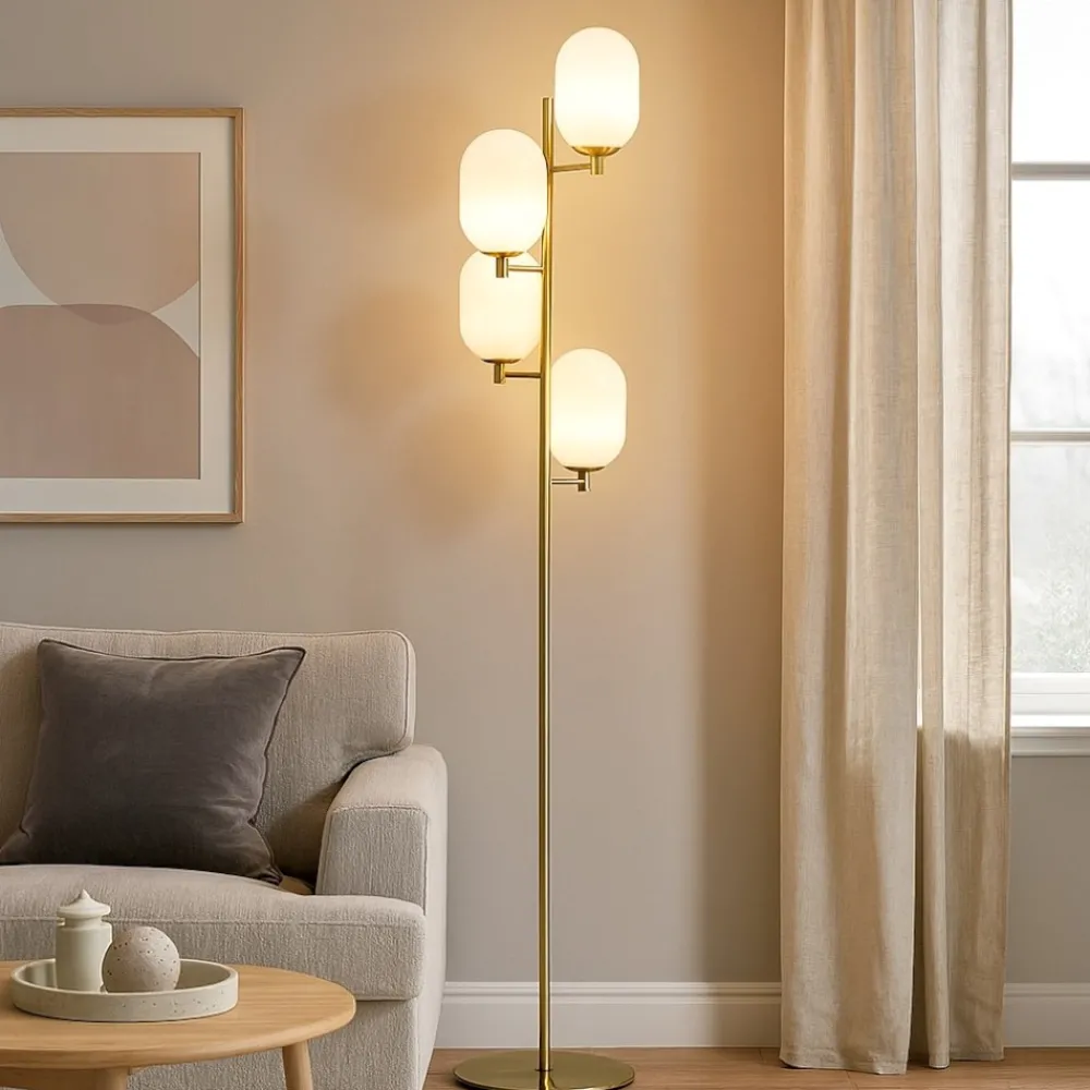 Lampade Da Terra-Selezionato da Mazzolaluce Lampada da terra moderna colore oro sfere di vetro