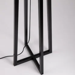 Lampade Da Terra-Selezionato da Mazzolaluce Lampada da terra moderna di legno scuro con paralume grigio