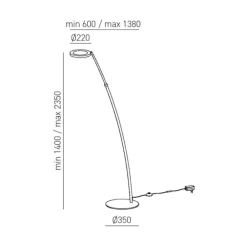 Lampade Da Terra-Gea Luce Lampada da terra moderna gpi30 led 3000k dimmerabile bianco orientabile