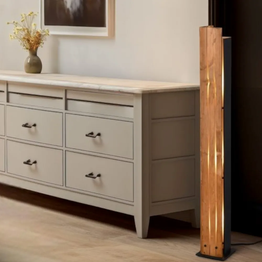 Lampade Da Terra-Selezionato da Mazzolaluce Lampada da terra moderna in legno per camera da letto h121 cm rettangolare