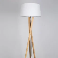 Lampade Da Terra-Selezionato da Mazzolaluce Lampada da terra moderna in legno e tessuto h160 cm