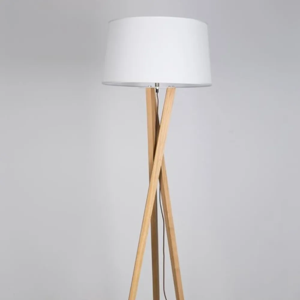 Lampade Da Terra-Selezionato da Mazzolaluce Lampada da terra moderna in legno e tessuto h160 cm