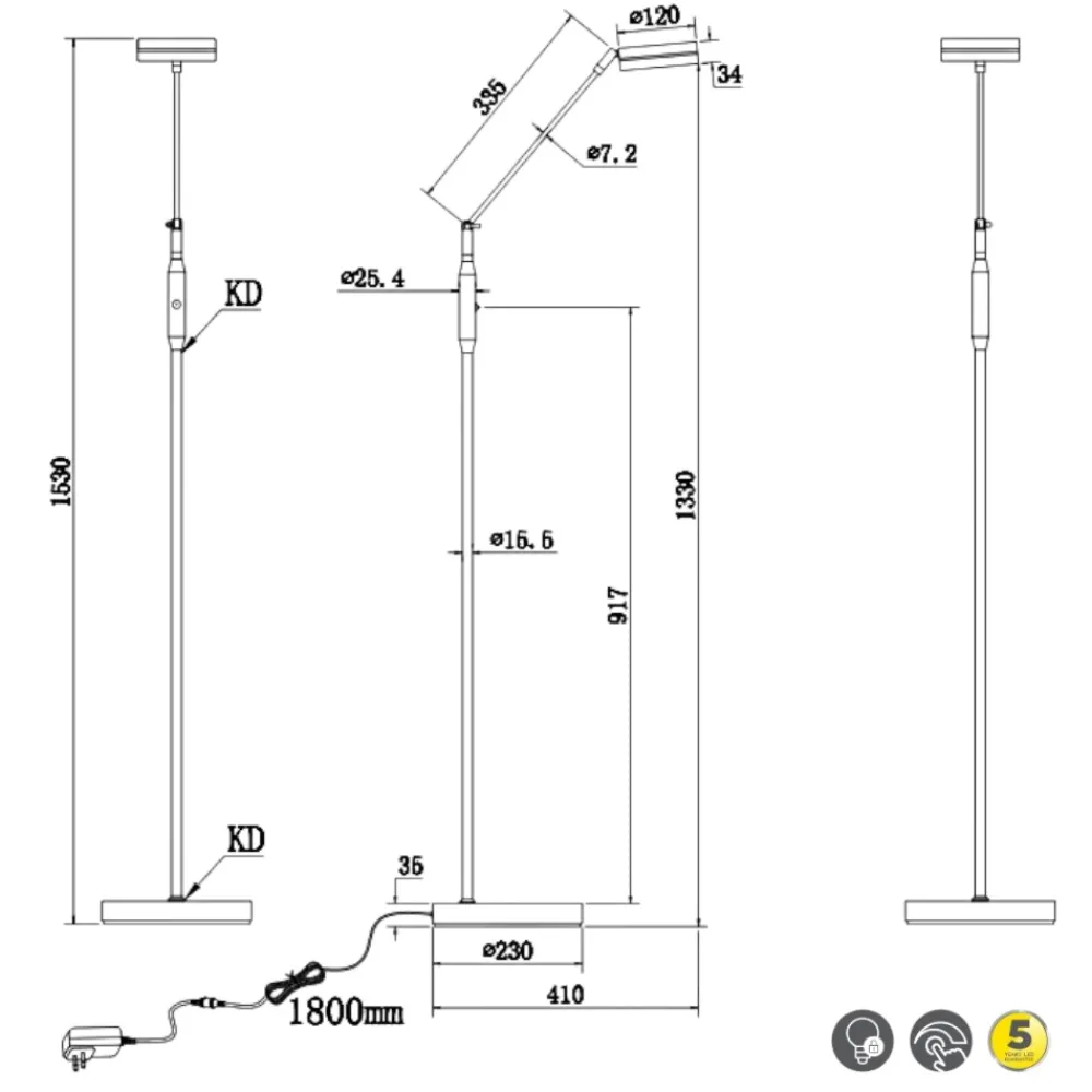 Lampade Da Terra-Selezionato da Mazzolaluce Lampada da terra moderna led da 2700k a 4000k per lettura