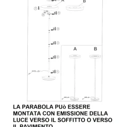 Lampade Da Terra-Selezionato da Mazzolaluce Lampada da terra moderna led 3000k nera h170 cm