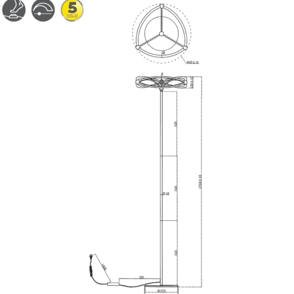 Lampade Da Terra-Selezionato da Mazzolaluce Lampada da terra moderna led 3000k per salotto h175 cm