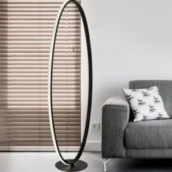 Lampade Da Terra-Selezionato da Mazzolaluce Lampada da terra moderna led 3000k circolare nera