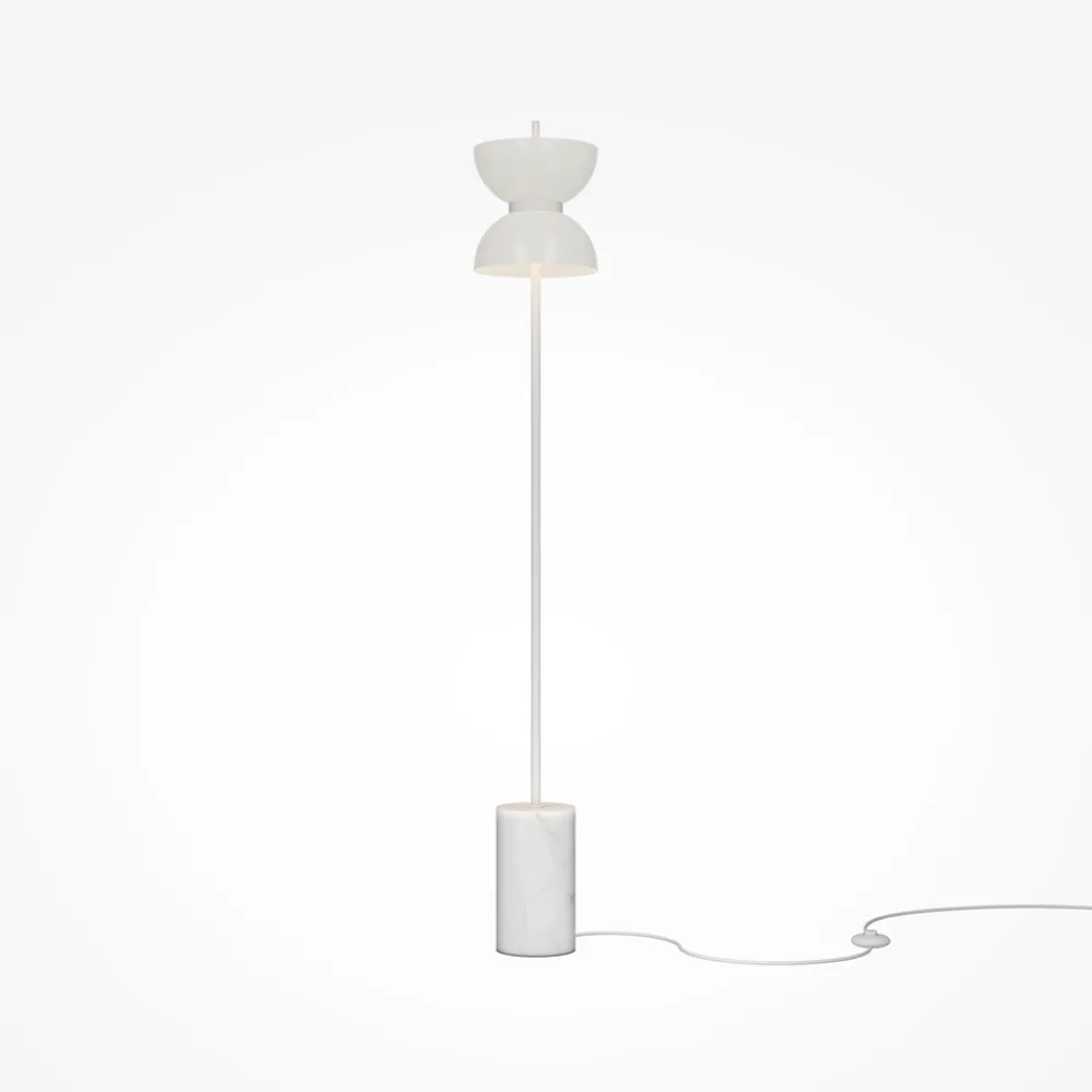Lampade Da Terra-Maytoni Lampada da terra moderna kyoto led 3000k base in marmo bianco h145 cm