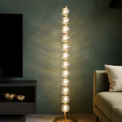 Lampade Da Terra-Maytoni Lampada da terra moderna amulet led 3000k in metallo colore oro e vetro