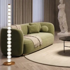 Lampade Da Terra-Maytoni Lampada da terra moderna amulet led 3000k in metallo colore oro e vetro