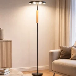 Lampade Da Terra-Selezionato da Mazzolaluce Lampada da terra moderna nera led 3000k per soggiorno h160 cm