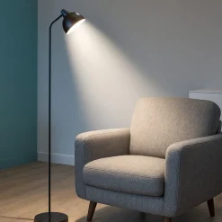 Lampade Da Terra-Selezionato da Mazzolaluce Lampada da terra moderna nera per salotto orientabile
