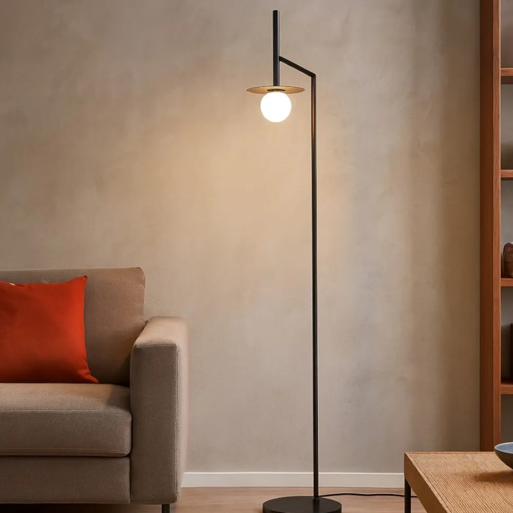 Lampade Da Terra-Selezionato da Mazzolaluce Lampada da terra moderna nera per salotto h165 cm
