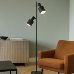 Lampade Da Terra-Selezionato da Mazzolaluce Lampada da terra moderna nera con due luci orientabili h161 cm
