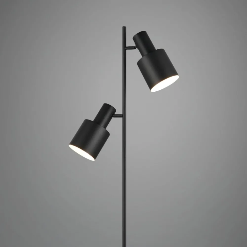 Lampade Da Terra-Selezionato da Mazzolaluce Lampada da terra moderna nera con due luci orientabili h161 cm