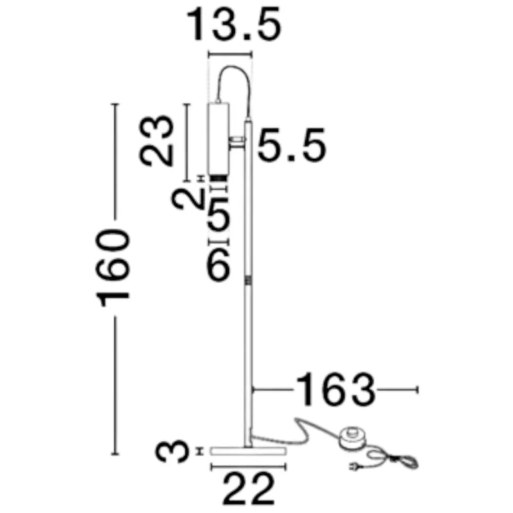 Lampade Da Terra-Selezionato da Mazzolaluce Lampada da terra moderna orientabile nera h160 cm