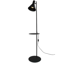 Lampade Da Terra-Selezionato da Mazzolaluce Lampada da terra nera con tavolino luce orientabile