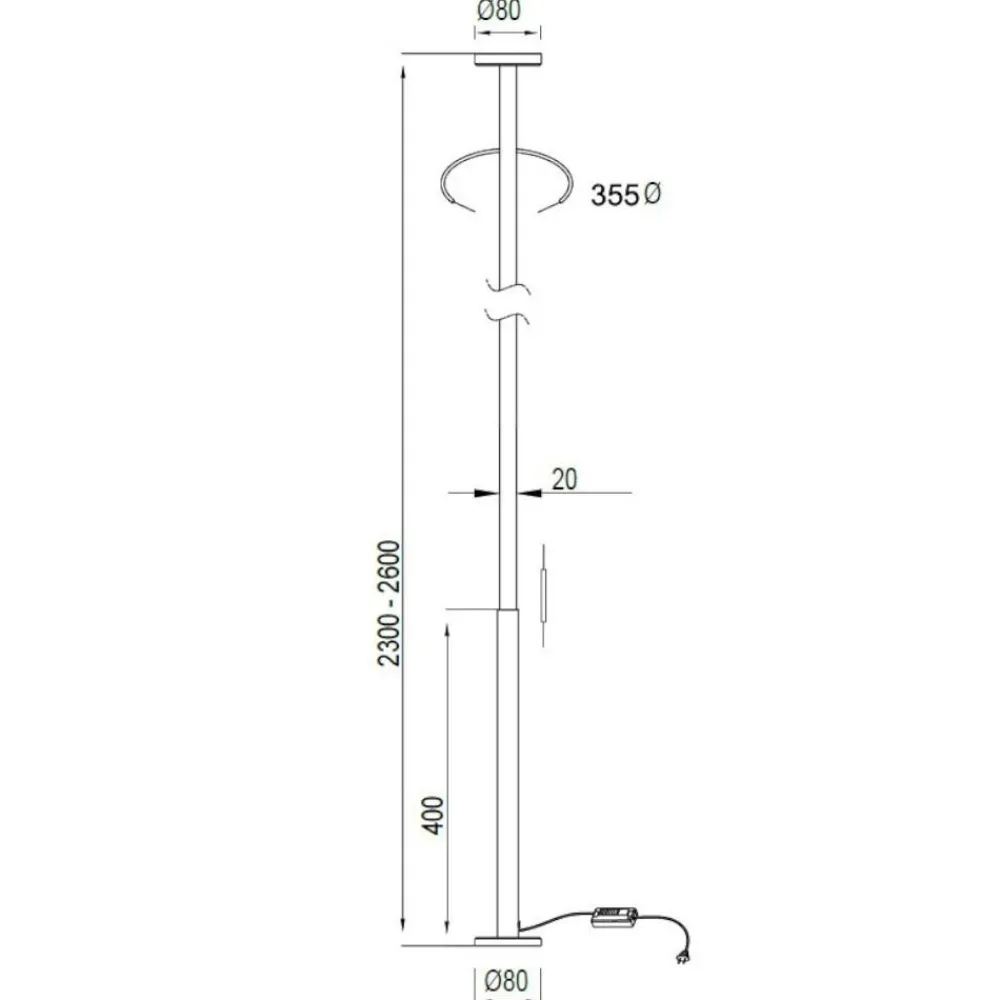 Lampade Da Terra-Selezionato da Mazzolaluce Lampada da terra nera led 3000k cavo allungabile sospesa