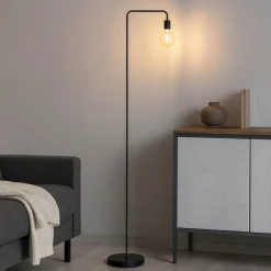 Lampade Da Terra-Selezionato da Mazzolaluce Lampada da terra nera minimalista per salotto h149 cm