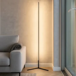 Lampade Da Terra-Selezionato da Mazzolaluce Lampada da terra nera moderna led 18w 3000k dimmerabile