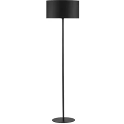 Lampade Da Terra-Selezionato da Mazzolaluce Lampada da terra nera paralume cilindrico in tessuto