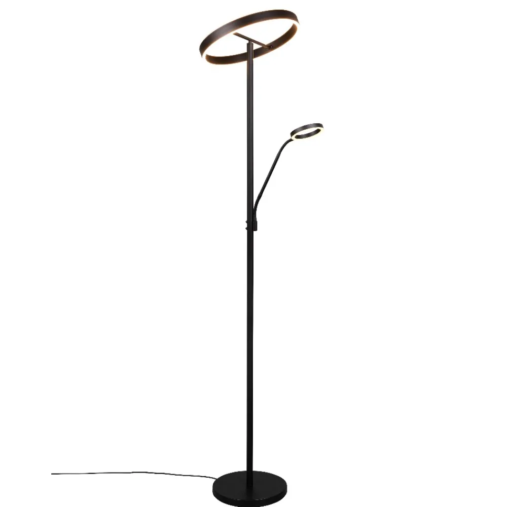 Lampade Da Terra-Selezionato da Mazzolaluce Lampada da terra nera piantana led doppia luce per ufficio moderna