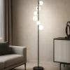 Lampade Da Terra-Selezionato da Mazzolaluce Lampada da terra nera sfere vetro bianco moderna