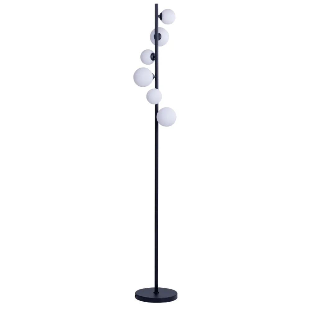 Lampade Da Terra-Selezionato da Mazzolaluce Lampada da terra nera sfere vetro bianco moderna