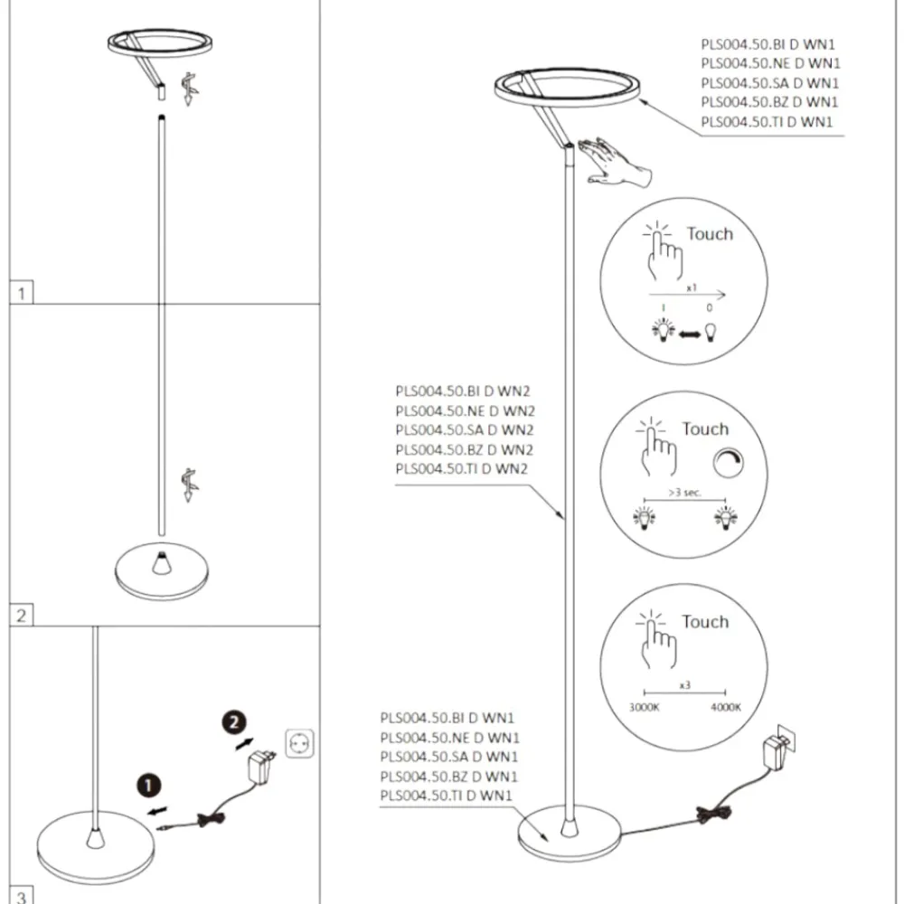 Lampade Da Terra-Vivida International Lampada da terra nera vivida meridiana led 27w 3000k 4000k dimmerabile